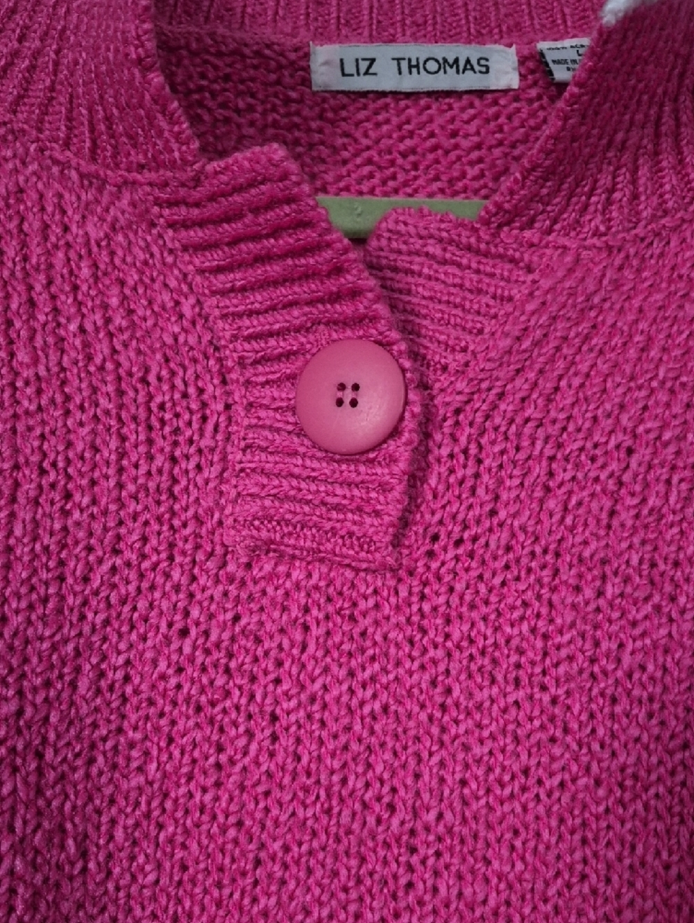 Vintage Pink Short Sleeve Crew Polo Sweater Grannycore Cottagecore 80s Large - Picture 6 of 12